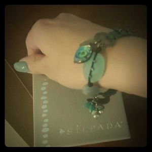 Silpada Retired Olive Cord & Gemstones Bracelet